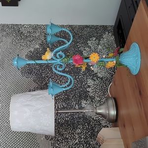 BLUE 5-CANDLE METAL CANDELABRA